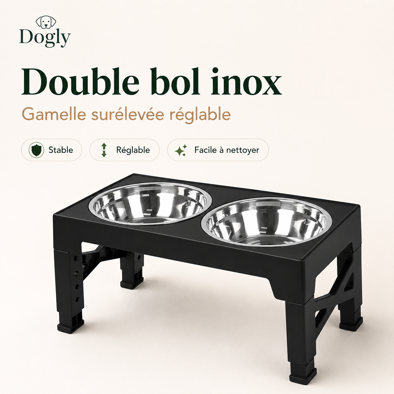 Gamelle Surélevée Réglable Dogly pour Chien