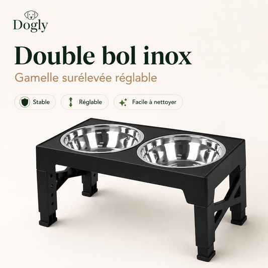 Gamelle Surélevée Réglable Dogly pour Chien